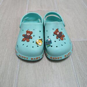 NWT Super Cute AQUA BLUE Teddy Clogs Kids Unisex Slip-ons Sizes 12M to 12 yrs